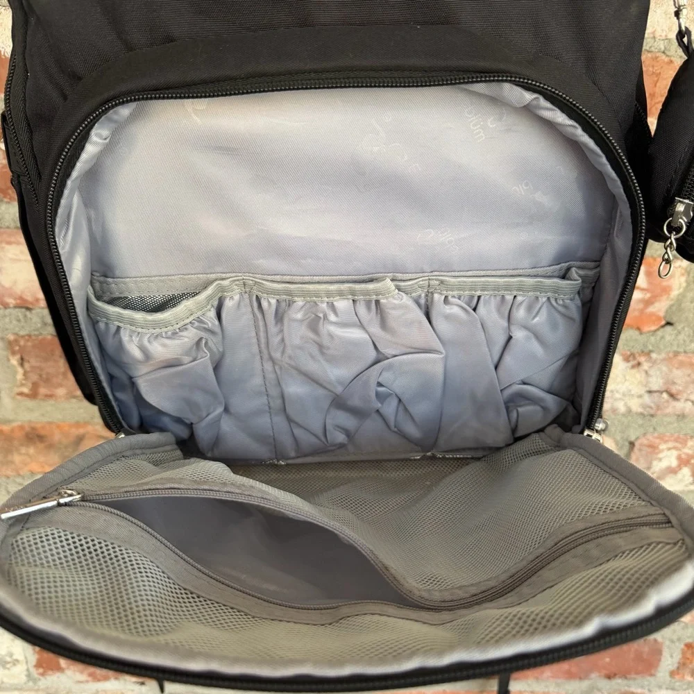 Leleblum Black Quilted Diaper Bag Backpack Travel Laptop‎ Bag Pacifier Pouch